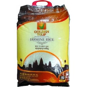 Riz parfumé 2024 au Jasmin de qualité premium - Marque Golden Tulip - Cambodge (5, 10 ou 18KG) 10KG (2x5KG) - Publicité