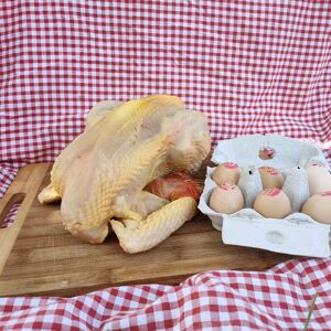 Lot de 1 poulet de 1,7kg et de 6 oeufs - En direct de Ferme de Cales (Gers)