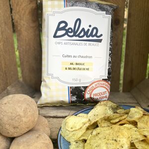 Chips artisanales à l'ail et basilic - 150g x10 - En direct de Chips BELSIA (Eure-et-Loir) - Publicité