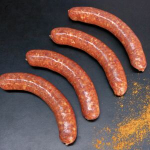 Saucisses de Sanglier au Curry de Madras (Par 4) (130g/piece - 520g/colis) - En direct de Nemrod (Haut-Rhin)