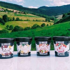 Coffret Mini cremes glacees la Vallee 24 pots de120 ml 6 x  4 parfums (vanille, chocolat, praline - En direct de Les Glaces de la Vallee