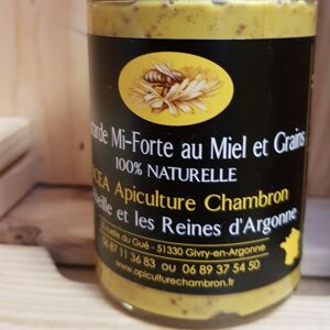 Moutarde mi-forte au miel et grain - En direct de SCEA Apiculture Chambron L'Abeille et les reines d'Argonne (Marne)