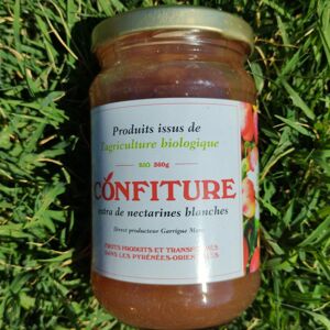 Confiture BIO de nectarines blanches / Lot de 12 pots de 360 gr - En direct de Massot Delphine et Garrigue Marc (Pyrénées-Orientales) - Publicité