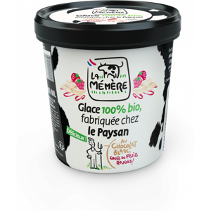 Glace au chocolat blanc coulis de fruits rouges 100% bio 500mL - En direct de Les Glaces du Semnon - La Memere (Ille-et-Vilaine)