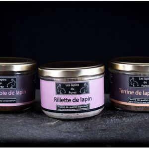 Assortiment de 3 Terrines de Lapin : Rillette, Nature, Foie - En direct de Les Viandes du Forez (Loire)