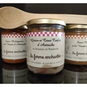 Gesier et coeur confits d'autruche au vinaigre  de framboise - En direct de La Ferme Enchantee (Charente Maritime)