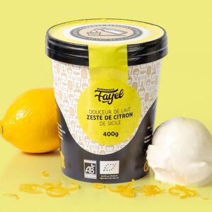 Creme Glacee Douceur de lait zeste de citron de sicile   - 100% Bio 500ml - En direct de Mademoiselle Fayel (Ille-et-Vilaine)