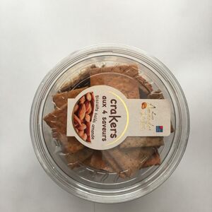 Crackers à la farine d'amandes (parmesan, piment d'Espelette, sésame et tomate) 130 g - En direct de Les amandes et olives du Mont Bouquet (Gard) - Publicité