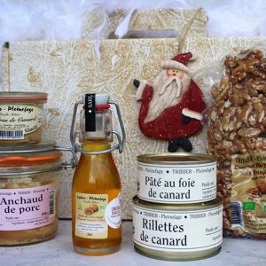 Offre CE : 50 Coffrets Noël 100 % Périgord : Foie Gras, Noix, Anchaud, Canard, huile - En direct de Ferme de Pleinefage (Dordogne) - Publicité