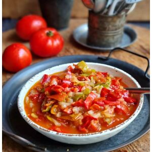 Piperade de legumes frais, facon basquaise, bocal 600 g - En direct de Mamy Suzanne Occitanie