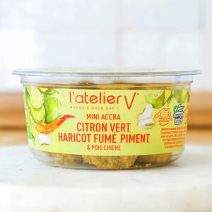 Mini accra - citron vert, haricot fume, piment & pois chiche - En direct de L'Atelier V (Morbihan)