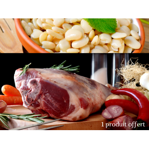 Offre Paques : Gigot d'Agneau BIO Raccourci et Haricots Blancs Cuisines - En direct de La ferme d'Enjacquet (Gers)