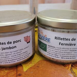 Duo Rillettes de Porc et de volaille Bio - 2 x 200g - En direct de Le Pré de la Rivière (Ille-et-Vilaine) - Publicité