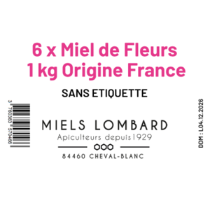 MIELS LOMBARD - Apiculteurs recoltants 6 x Miel de Fleurs 1kg Miels Lombard Origine France