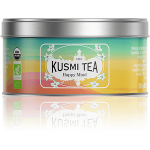 KUSMI TEA Happy Mind (Infusion bio) - Mélange de plantes, épices et pomme saveur fruit du dragon et citron - Boite à thé en vrac - Kusmi Tea