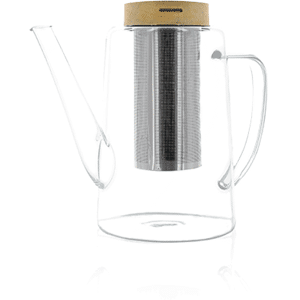 KUSMI TEA Théière en verre 1,2L avec filtre en inox et couvercle en bois - Accessoire pour le thé - Kusmi Tea