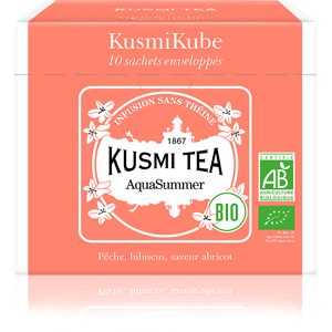 KUSMI TEA AquaSummer (Infusion de fruits bio) - Mélange d'hibiscus et de fruits saveur pêche et abricot - Sachets de thé - Kusmi Tea