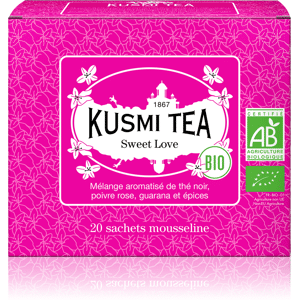 KUSMI TEA Sweet Love - Mélange aromatisé de thé noir, poivre rose, guarana et épices - Sachets de thé - Kusmi Tea