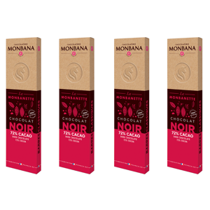 Monbana - Lot de 4 barres chocolat noir - MONBANA - 72% de cacao - Publicité
