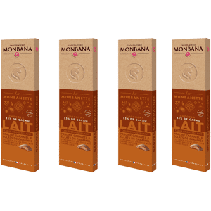 Monbana - 4 barres chocolat au lait 33% - MONBANA - praliné noisettes aux éclats de caramel d'Isigny - Publicité