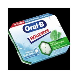 Chewing-gum sans sucres Hollywood Oral-B - parfum menthe verte - étui de 10 dragées