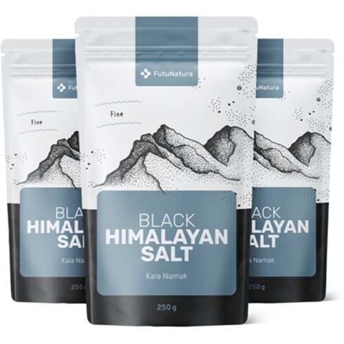 FutuNatura 3x Sel noir de l'Himalaya, finement moulu, ensemble 750 g