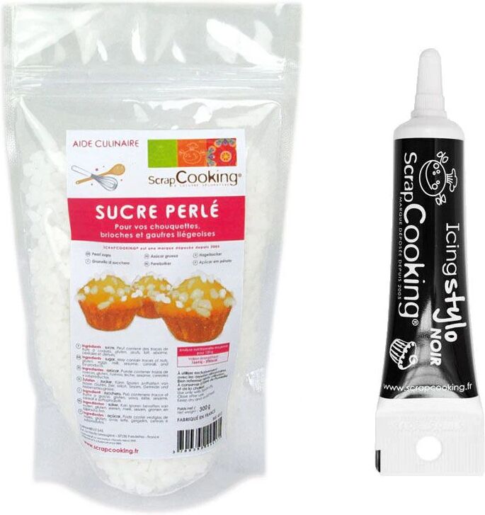 Sucre perlé 300 g + Stylo de glaçage noir Scrapcooking