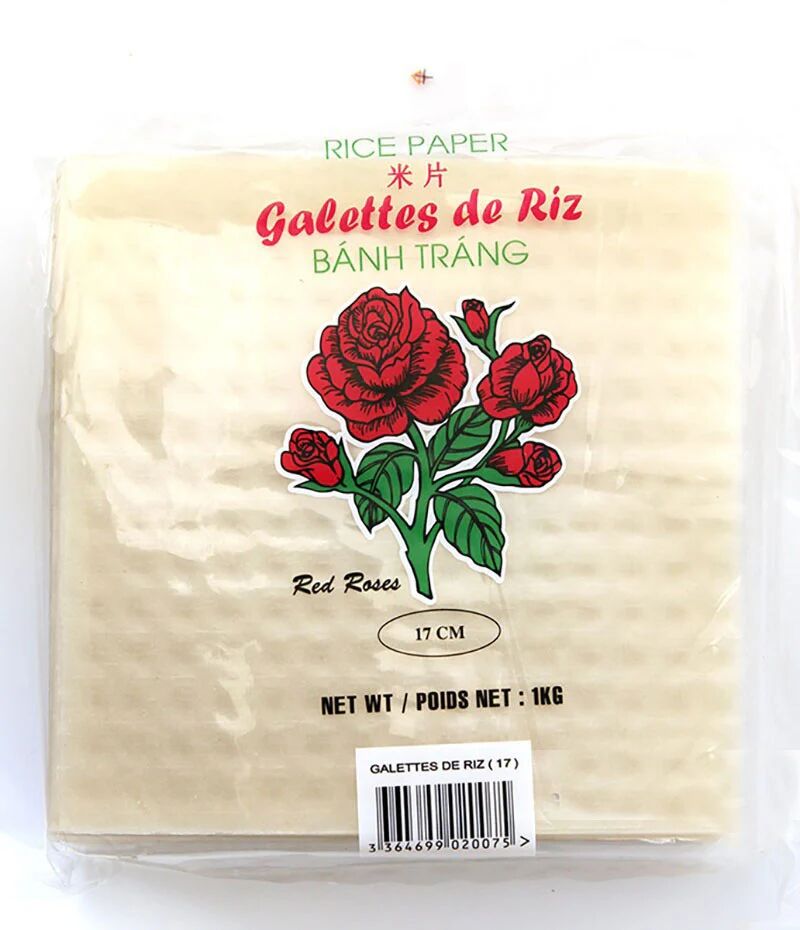 Asiamarché france Galettes, Feuilles de riz carré 17 cm 1kg Red Roses