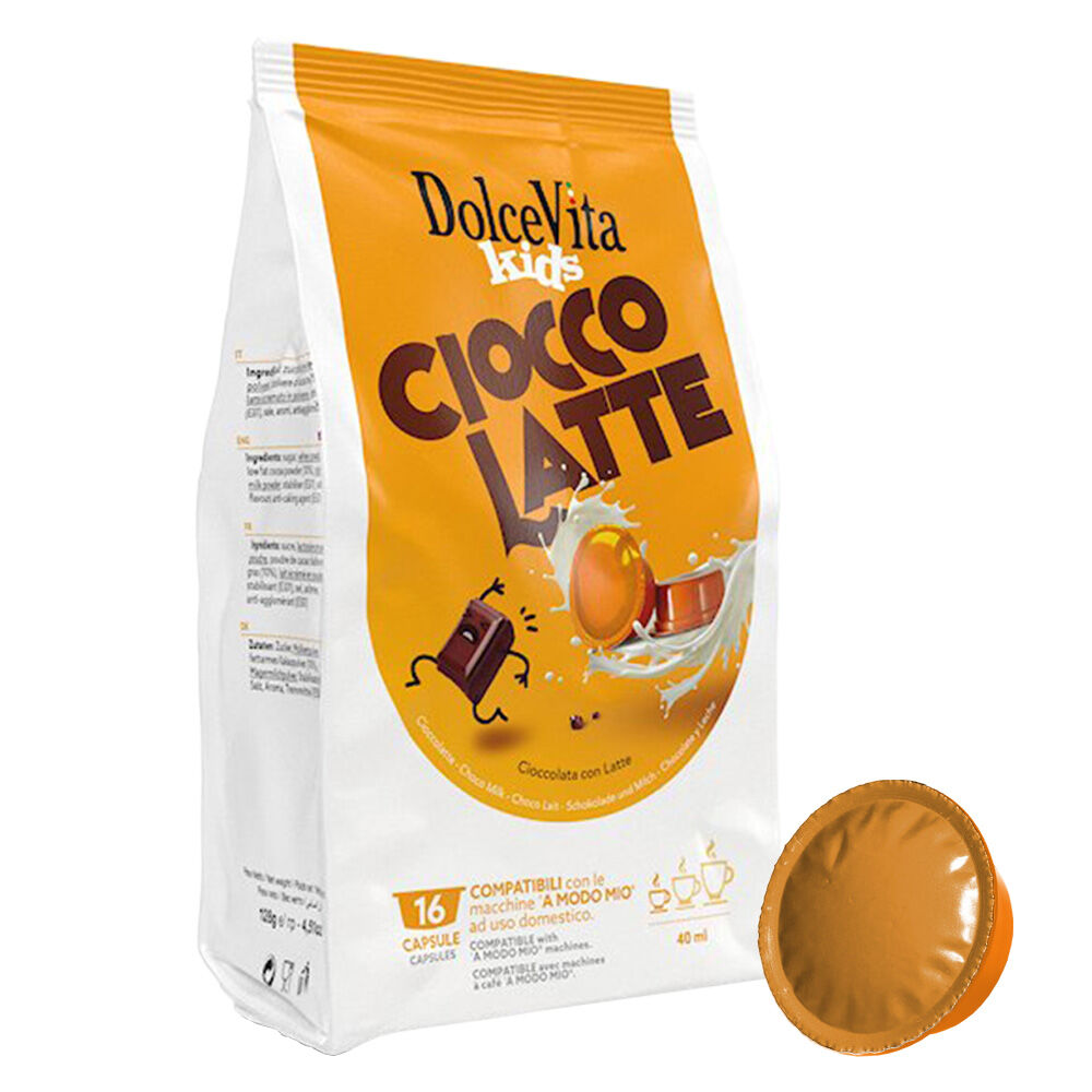 Mitac Dolce Vita Ciocco Latte pour Lavazza a Modo Mio. 16 Capsules