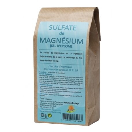 Nature Et Partage Sulfate de magnésium (Sel d’Epsom) - 500 g