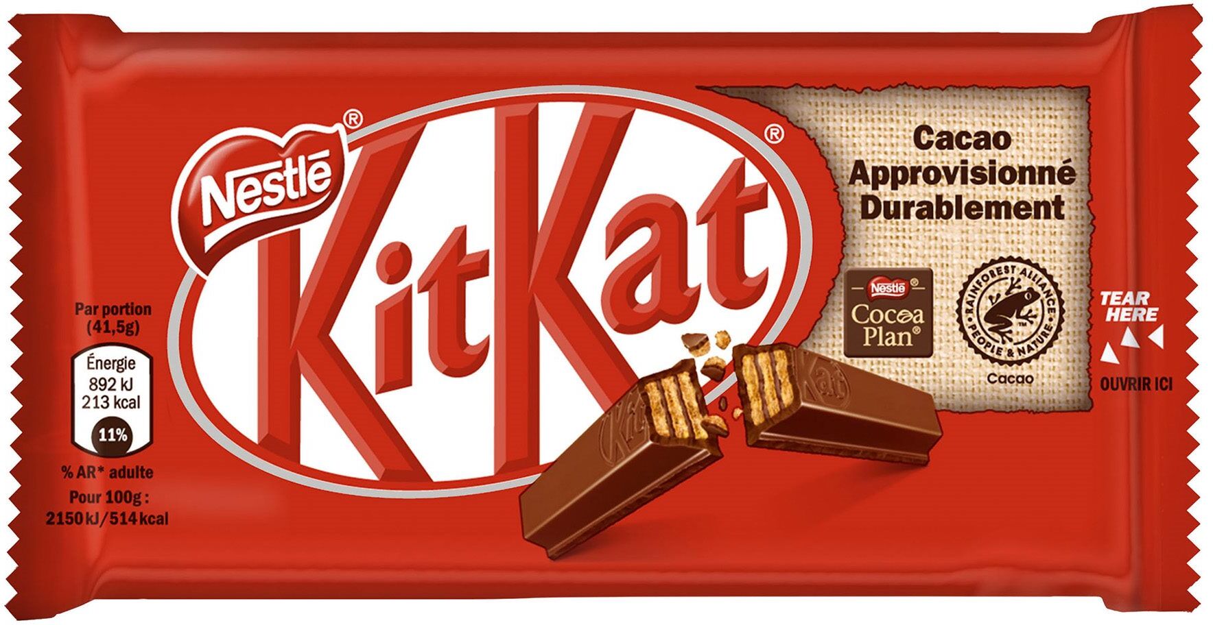 Barre chocolatée KitKat Nestlé - 41,5 g - Lot de 36