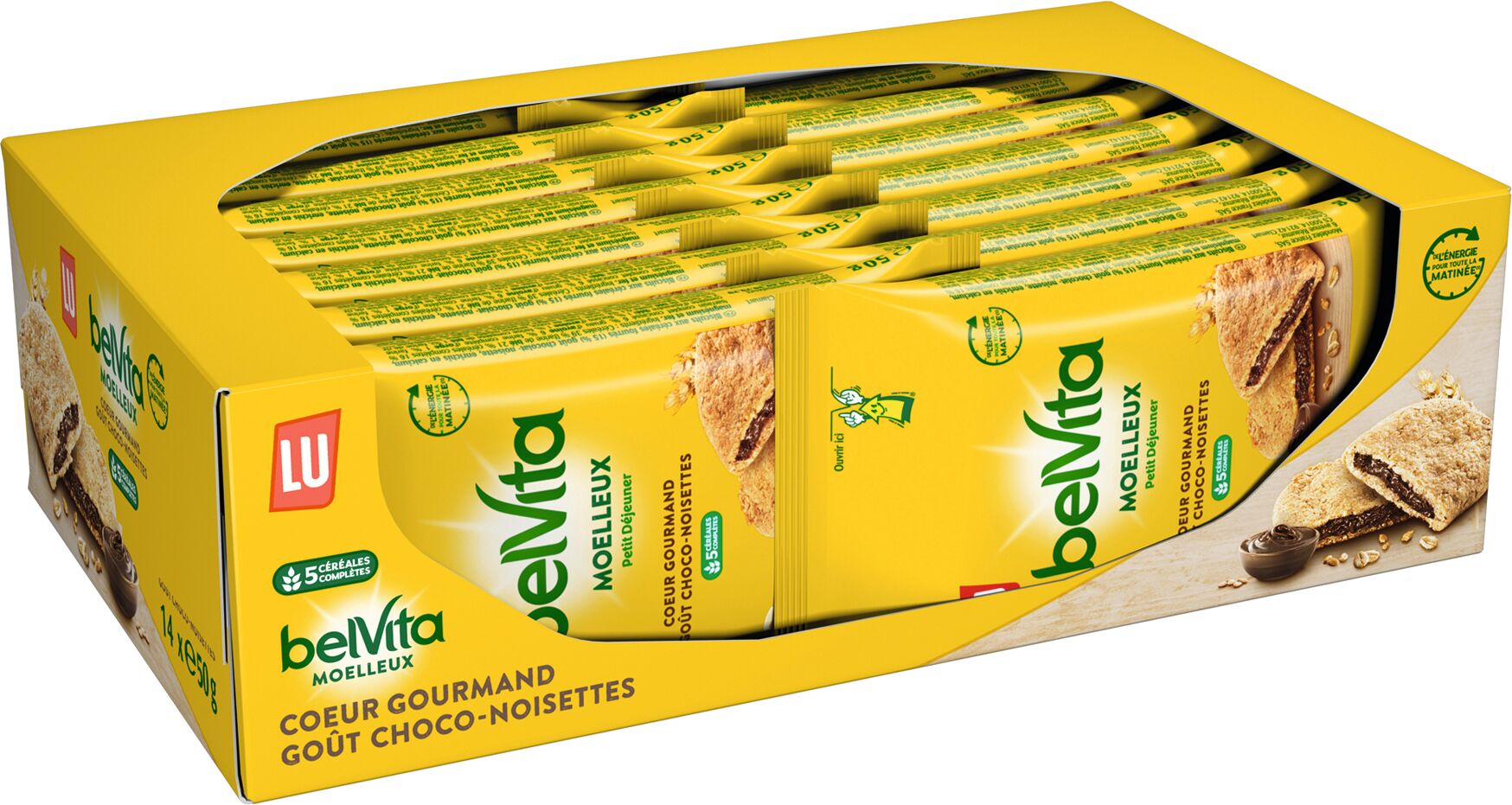 Lu Biscuit Belvita Le Moelleux Choco Noisettes - Format poche 50 g - Lot de 14