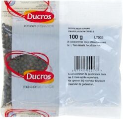 Poivre noir entier / Poivre noir en grains 100g - Marque Ducros 4 sachets