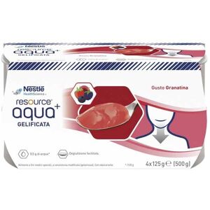 Nestlé Resource - Aqua+ Gelificata Facile da Deglutire Gusto Granatina, 4 x 125g