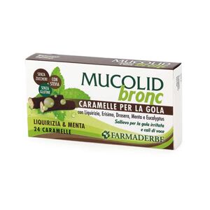 Farmaderbe Mucolid - Bronc Caramelle Gola Gusto Menta e Liquirizia, 24 Caramelle