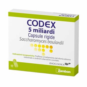Biocodex Codex 5 Miliardi Capsule Rigide Saccharomyces boulardii, 12 Capsule