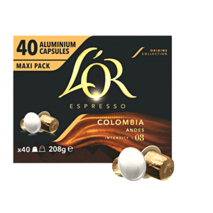 L'or Caffè Miscela ESPRESSO COLOMBIA Capsule in Alluminio Compatibili Nespresso : Capsule 40 Capsule