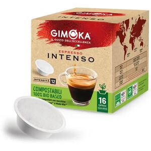 Gimoka 16 Capsule Intenso Compostabili compatibili con sistema Lavazza a Modo Mio