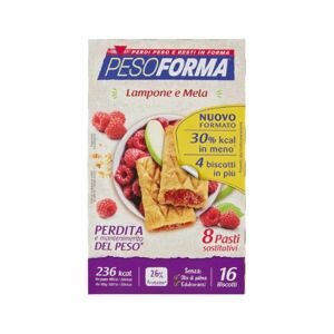 Nutrition & Sante' Italia Spa Pesoforma - Biscotti Lamponi e Mela Confezione 16 Pezzi