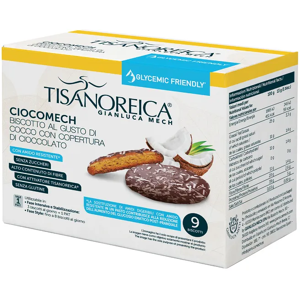 Gianluca Mech Spa Tisanoreica Ciocomech Glycemic Friendly Biscotto Cocco 9x13g - Biscotto Cocco Con Copertura Al Cioccolato