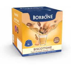 Caffè Borbone Cappuccino Biscotto E Cannella  Biscottone - 16 Capsule Compatibili Dolce Gusto Da 14g