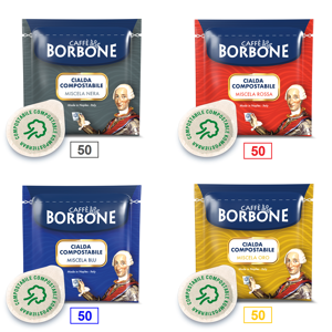 Caffè Borbone Mix 200 Cialde  - 50 Miscela Nera - 50 Miscela Rossa - 50 Miscela Blu - 50 Miscela Oro