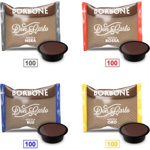 Caffè Borbone Mix 400 Capsule  Don Carlo - 100 Miscela Nera - 100 Miscela Rossa - 100 Miscela Blu - 100 Miscela Oro - Compatibili A Modo Mio