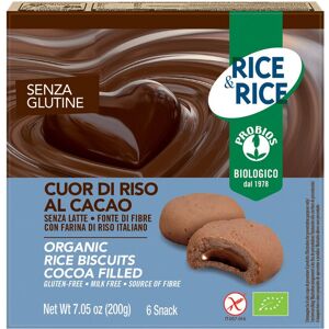 PROBIOS Rice & Rice - Cuor Di Riso Al Cacao Senza Glutine 6 Snack Da 33 Grammi