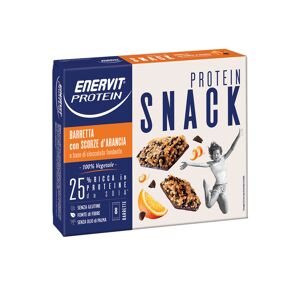 ENERVIT Protein Snack 8 Barrette Da 25/30 Grammi Scorze D'Arancia Con Base Cioccolato Fondente