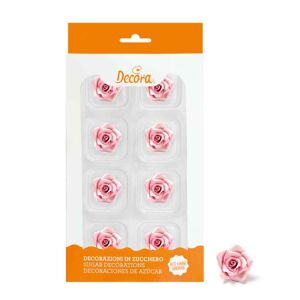 8 Decorazioni Rose Piccole Rosa In Zucchero Decora