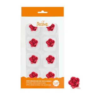 8 Decorazioni Rose Piccole Rosse In Zucchero Decora