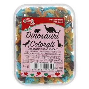 Graziano Dinosauri Di Zucchero Colorati Misti Per Decorazione Torte 40 G