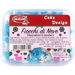 Graziano Fiocchi Di Neve Di Zucchero Bianchi E Azzurri Per Decorazione Torte 40 G