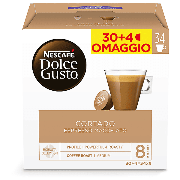 nescafe' dolce gusto capsule dolce gusto cortado espresso macchiato ndg cortado 30+4